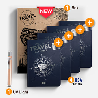Family Pack Compact - Edição dos EUA (4 passaportes em 1 caixa)
