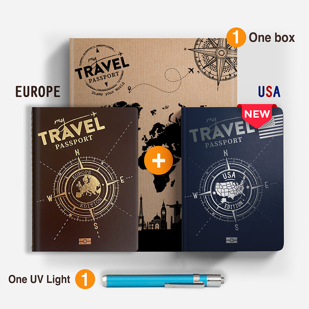 Pack Atlantic Compact - EUROPE Edition + USA (2 passeports dans 1 boîte) - mytravelpass