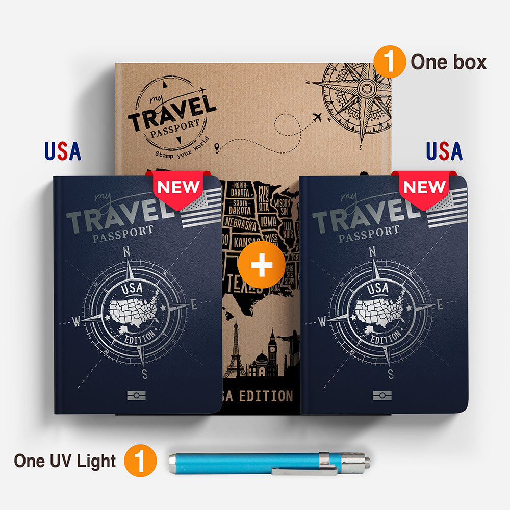 Pack Duo Compact - USA Edition 🇺🇸 (2 passeports dans 1 boîte) - mytravelpasspass