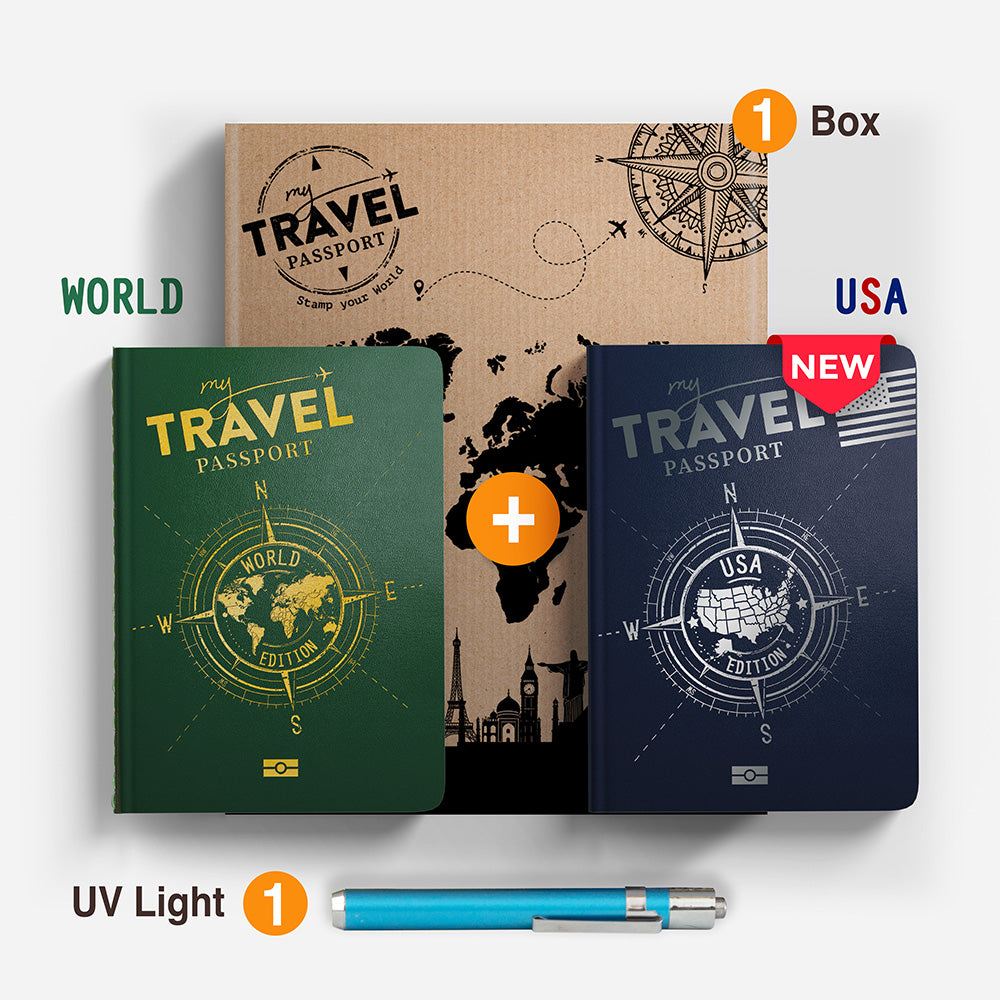 Pack Traveler Compact - WORLD + USA Edition (2 passeports dans 1 boîte) - mytravelpass