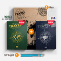 Pack Compact Voyageur - Édition MONDE + USA (2 Passeports dans 1 Boîte)