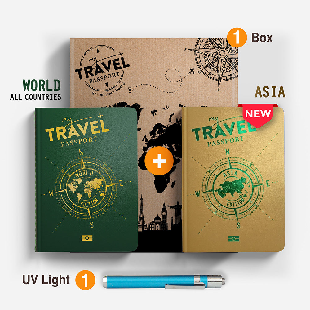 Pack Traveler Compact - WORLD + ASIA Edition (2 Pasaportes en 1 Caja)