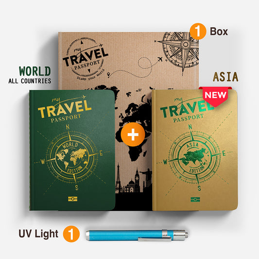 Pack Traveler Compact - WORLD + ASIA Edition (2 Pasaportes en 1 Caja)