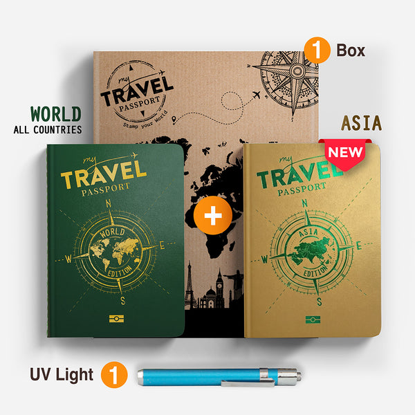 Pack Traveler Compact - WORLD + ASIA Edition (2 Pasaportes en 1 Caja)