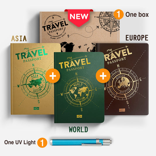 Pack Traveler Legend Compact - WORLD + EUROPE + ASIA (3 Pasaportes en 1 Caja)